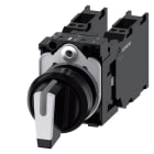SIEMENS - Knebelschalter, beleuchtbar, 22mm, rund, Kunststoff, schwarz, weiß, 2x1S+1Ö