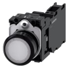 SIEMENS - Drucktaster, beleuchtet, 22mm, rund, Kunststoff, weiß, 1S+1Ö, AC/DC 24V