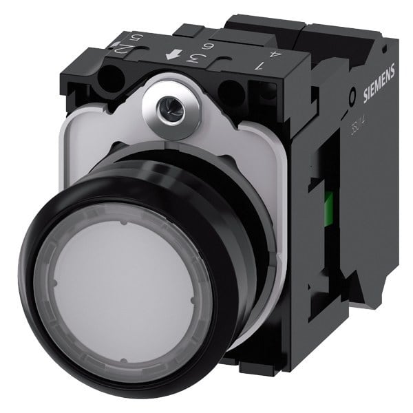 SIEMENS - Drucktaster, beleuchtet, 22mm, rund, Kunststoff, klar, 1S, AC/DC 24V