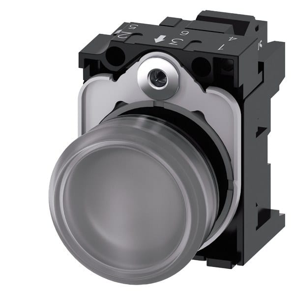 SIEMENS - Leuchtmelder, 22mm, rund, Kunststoff, klar, Linse, glatt, AC/DC 24V