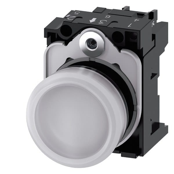 SIEMENS - Leuchtmelder, 22mm, rund, Kunststoff, weiß, Linse, glatt, AC 110V