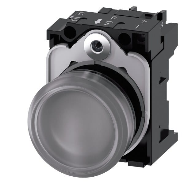 SIEMENS - Leuchtmelder, 22mm, rund, Kunststoff, klar, Linse, glatt, LED-Modul, AC 110V