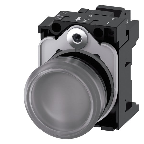 SIEMENS - Leuchtmelder, 22mm, rund, Kunststoff, klar, Linse, glatt, AC 110V