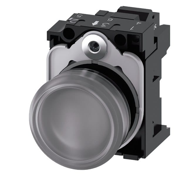 SIEMENS - Leuchtmelder, 22mm, rund, Kunststoff, klar, Linse, glatt, AC 230V