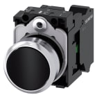 SIEMENS - Drucktaster, 22mm, rund, Metall, hochglanz, schwarz, Druckknopf, 1S