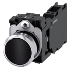 SIEMENS - Drucktaster, 22mm, rund, Metall, hochglanz, schwarz, Druckknopf, 1S+1Ö