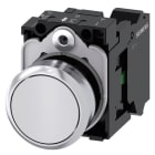 SIEMENS - Drucktaster, 22mm, rund, Metall, hochglanz, weiß, Druckknopf, 1S
