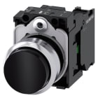 SIEMENS - Drucktaster, 22mm, rund, Metall, hochglanz, schwarz, Druckknopf, 1S