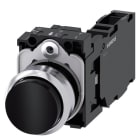 SIEMENS - Drucktaster, 22mm, rund, Metall, hochglanz, schwarz, Druckknopf, 1S+1Ö