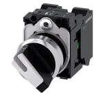 SIEMENS - Knebelschalter, beleuchtbar, 22mm, rund, Metall, hochglanz, weiß, 1S+1Ö