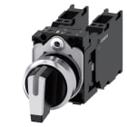 SIEMENS - Knebelschalter, beleuchtbar, 22mm, rund, Metall, hochglanz, weiß, 2x1S+1Ö