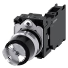 SIEMENS - Schlüsselschalter RONIS, 22mm, rund, Metall, hochglanz, Schlüsselabzug O+I