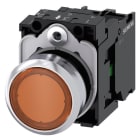 SIEMENS - Drucktaster, beleuchtet, 22mm, rund, Metall, hochglanz, amber, Druckknopf, 1S