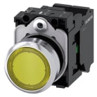 SIEMENS - Drucktaster, beleuchtet, 22mm, rund, Metall, hochglanz, gelb, Druckknopf, 1S