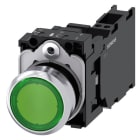 SIEMENS - Drucktaster, beleuchtet, 22mm, rund, Metall, hochglanz, grün, 1S+1Ö