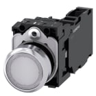 SIEMENS - Drucktaster, beleuchtet, 22mm, rund, Metall, hochglanz, weiß, Druckknopf, 1S+1Ö