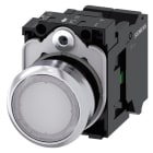 SIEMENS - Drucktaster, beleuchtet, 22mm, rund, Metall, hochglanz, weiß, 1S