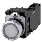 SIEMENS - Drucktaster, beleuchtet, 22mm, rund, Metall, hochglanz, klar, Druckknopf, 1S+1Ö