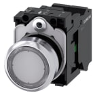 SIEMENS - Drucktaster, beleuchtet, 22mm, rund, Metall, hochglanz, klar, Druckknopf, 1S
