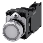 SIEMENS - Drucktaster, beleuchtet, 22mm, rund, Metall, hochglanz, weiß, 1S+1Ö