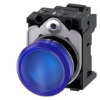 SIEMENS - Leuchtmelder, 22mm, rund, Metall, hochglanz, blau, Linse, glatt, AC/DC 24V