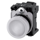 SIEMENS - Leuchtmelder, 22mm, rund, Metall, hochglanz, weiß, Linse, glatt, AC/DC 24V