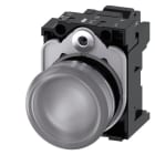 SIEMENS - Leuchtmelder, 22mm, rund, Metall, hochglanz, klar, Linse, glatt, AC/DC 24V