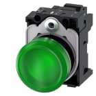 SIEMENS - Leuchtmelder, 22mm, rund, Metall, hochglanz, grün, Linse, glatt, AC 110V