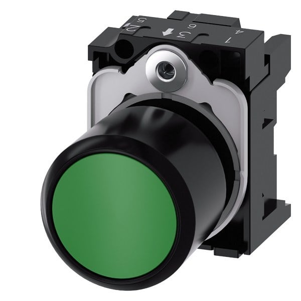 SIEMENS - Drucktaster, 22mm, rund, Kunststoff, grün, Druckknopf