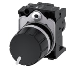 SIEMENS - Potentiometer, 22mm, rund, Kunststoff, schwarz, 4,7 kOhm, mit Halter