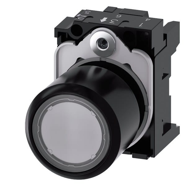 SIEMENS - Drucktaster, beleuchtet, 22mm, rund, Kunststoff, klar, Druckknopf