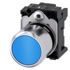 SIEMENS - Drucktaster, 22mm, rund, Metall, hochglanz, blau, Druckknopf