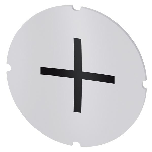 SIEMENS - Einlegeschild für Leuchtdrucktaster, rund, milchig, Symbol: Zunahme, plus