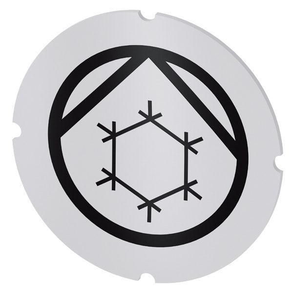 SIEMENS - Einlegeschild für Leuchtdrucktaster, rund, milchig, Symbol: Kühlmittelpumpe