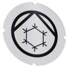SIEMENS - Einlegeschild für Leuchtdrucktaster, rund, milchig, Symbol: Kühlmittelpumpe