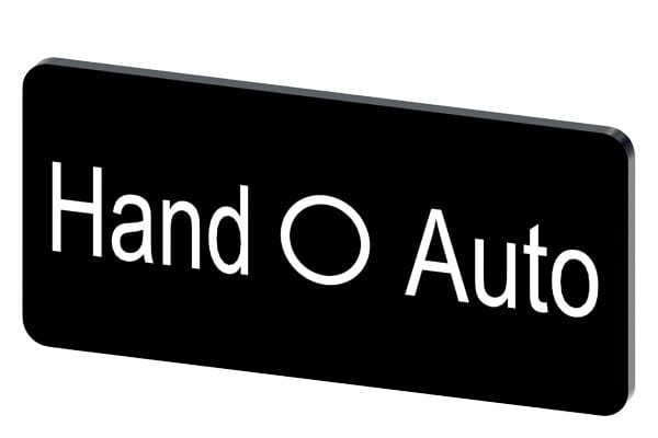 SIEMENS - Bezeichnungsschild 12,5x27mm, Schild schwarz, Beschriftung: Hand O Auto