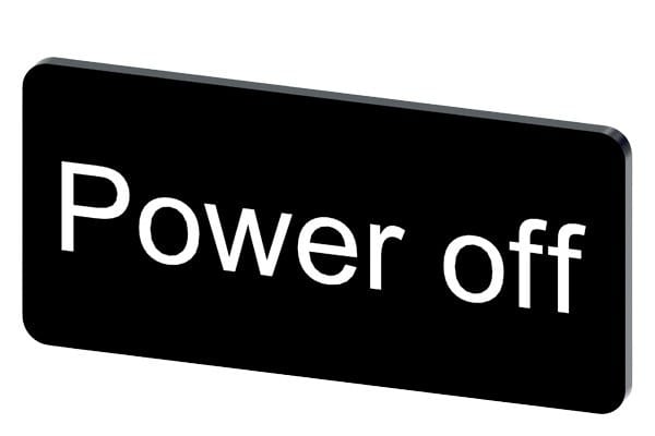 SIEMENS - Bezeichnungsschild 12,5x27mm, Schild schwarz, Beschriftung: Power on