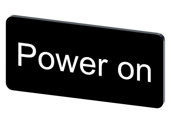 SIEMENS - Bezeichnungsschild 12,5x27mm, Schild schwarz, Beschriftung: Power off