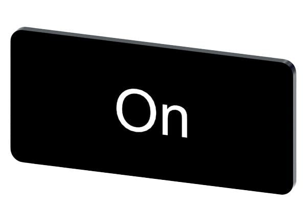 SIEMENS - Bezeichnungsschild 12,5x27mm, Schild schwarz, Beschriftung: On