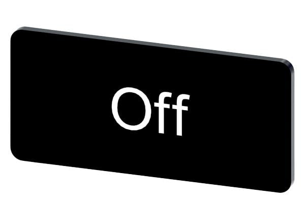 SIEMENS - Bezeichnungsschild 12,5x27mm, Schild schwarz, Beschriftung: Off
