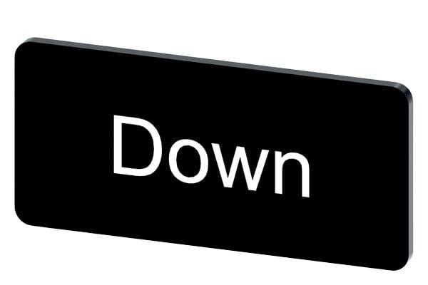 SIEMENS - Bezeichnungsschild 12,5x27mm, Schild schwarz, Beschriftung: Down