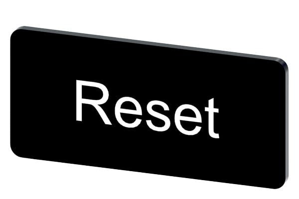 SIEMENS - Bezeichnungsschild 12,5x27mm, Schild schwarz, Beschriftung: Reset