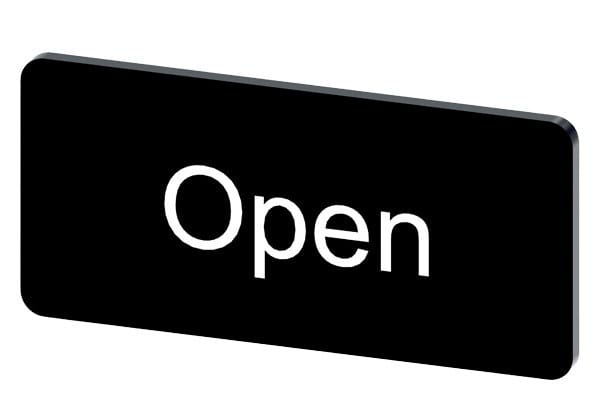 SIEMENS - Bezeichnungsschild 12,5x27mm, Schild schwarz, Beschriftung: Open