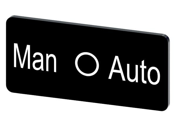 SIEMENS - Bezeichnungsschild 12,5x27mm, Schild schwarz, Beschriftung: Man-O-Auto