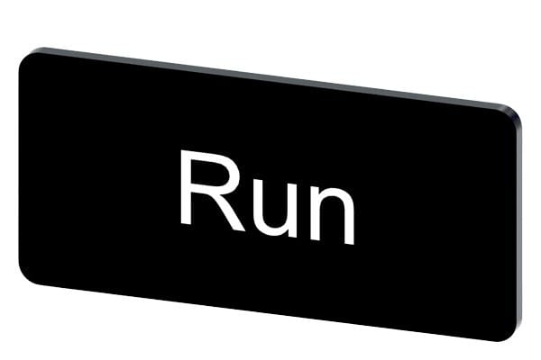SIEMENS - Bezeichnungsschild 12,5x27mm, Schild schwarz, Beschriftung: Run