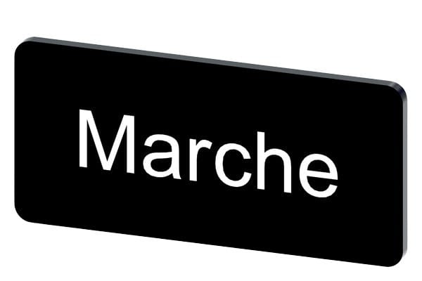 SIEMENS - Bezeichnungsschild 12,5x27mm, Schild schwarz, Beschriftung: Marche