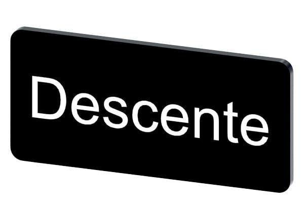 SIEMENS - Bezeichnungsschild 12,5x27mm, Schild schwarz, Beschriftung: Descente