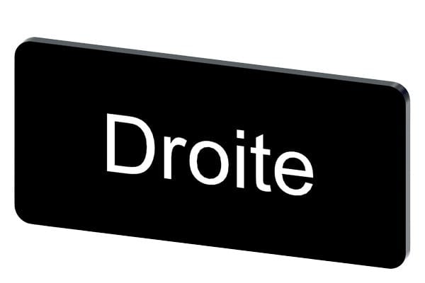 SIEMENS - Bezeichnungsschild 12,5x27mm, Schild schwarz, Beschriftung: DROITE
