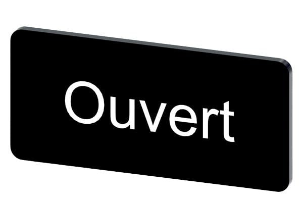 SIEMENS - Bezeichnungsschild 12,5x27mm, Schild schwarz, Beschriftung: OUVERT