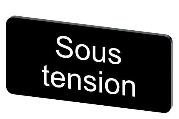 SIEMENS - Bezeichnungsschild 12,5x27mm, Schild schwarz, Beschriftung: SOUS TENSION